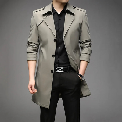 Eleganter Herren Trenchcoat – Klassischer Mantel mit Schulterdetails