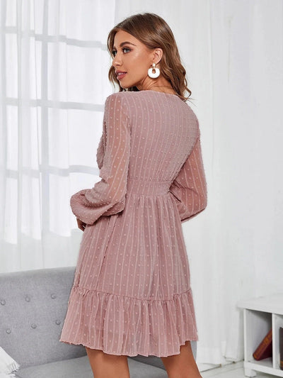 Nadia -Langärmeliges Kleid mit V-Ausschnitt