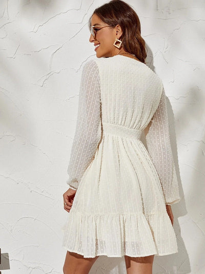 Nadia -Langärmeliges Kleid mit V-Ausschnitt