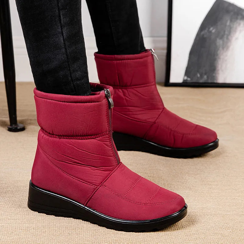 Warme Wasserdichte Winter Stiefel Mit Vorderem Reißverschluss Für Damen | Perfekt für Outdoor-Aktivitäten
