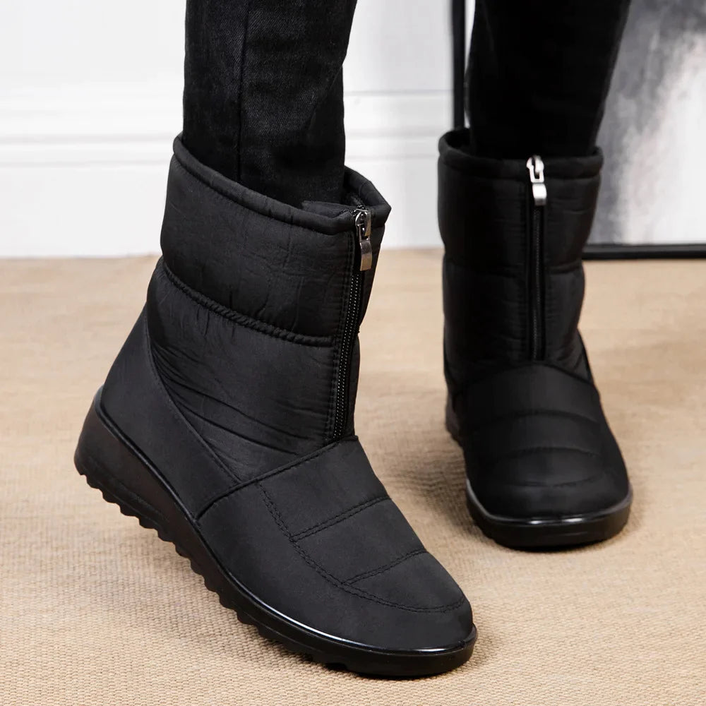 Warme Wasserdichte Winter Stiefel Mit Vorderem Reißverschluss Für Damen | Perfekt für Outdoor-Aktivitäten