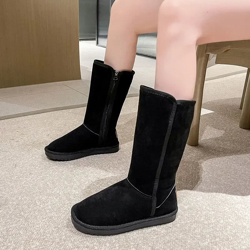 Bequeme Flache Winter Stiefel Mit Reißverschluss Für Damen | Ideal für Winter