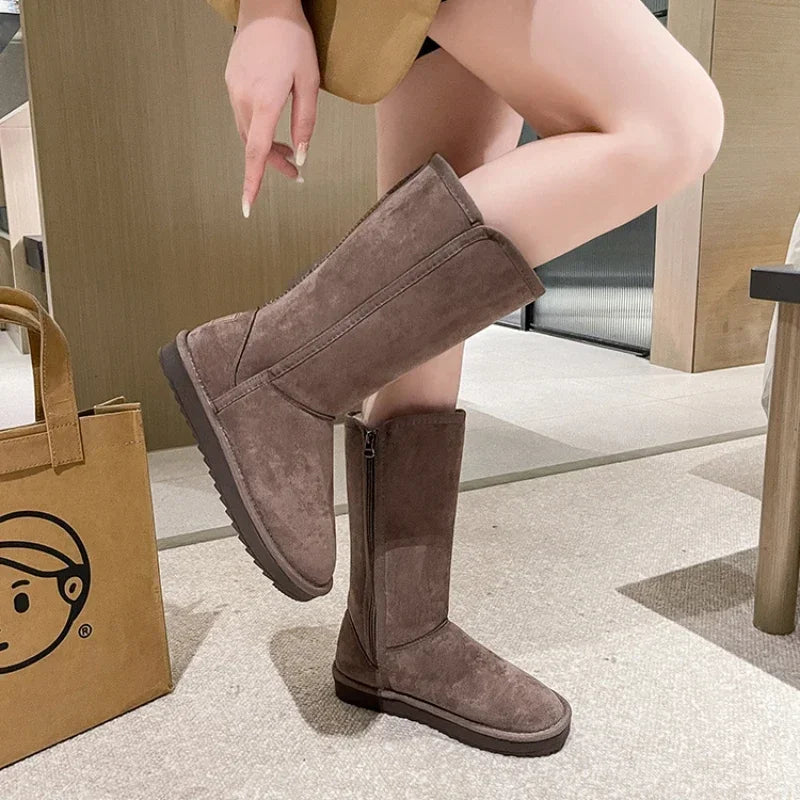 Bequeme Flache Winter Stiefel Mit Reißverschluss Für Damen | Ideal für Winter
