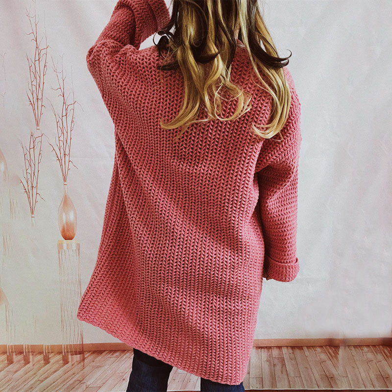 Strickcardigan mit Taschen | Grobstrick | Langer Schnitt