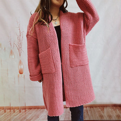Strickcardigan mit Taschen | Grobstrick | Langer Schnitt