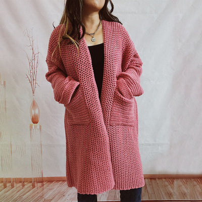 Strickcardigan mit Taschen | Grobstrick | Langer Schnitt