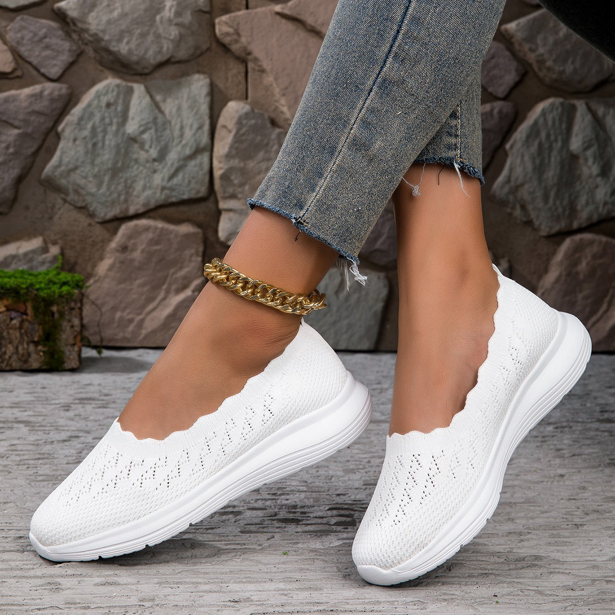Damen Leichte Slip-On Strick-Sneaker Fudus