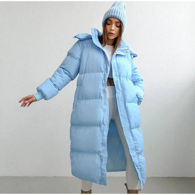 Abigail – Lange Pufferjacke mit hohem Kragen für Damen | Ultrawarmer, langer Steppmantel
