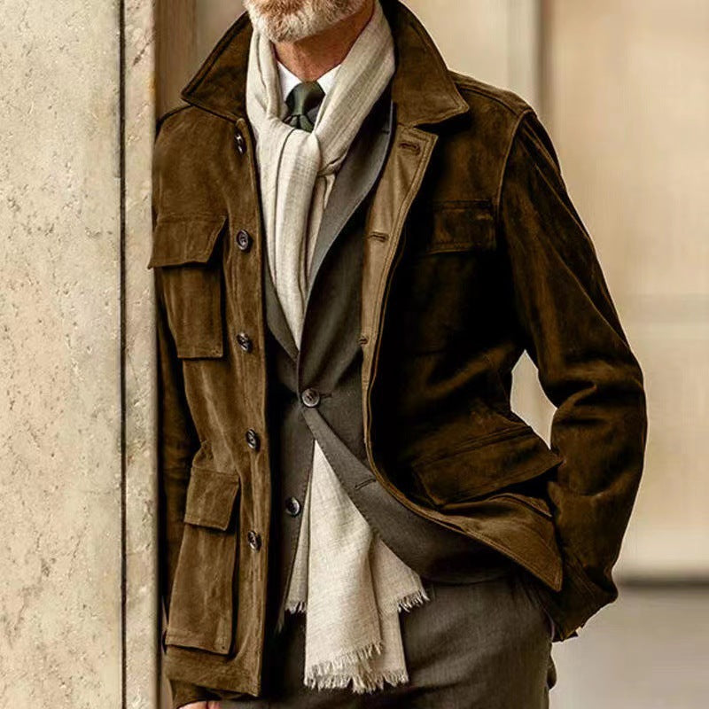 Herrenjacke Classic aus Wildleder mit Knopfleiste