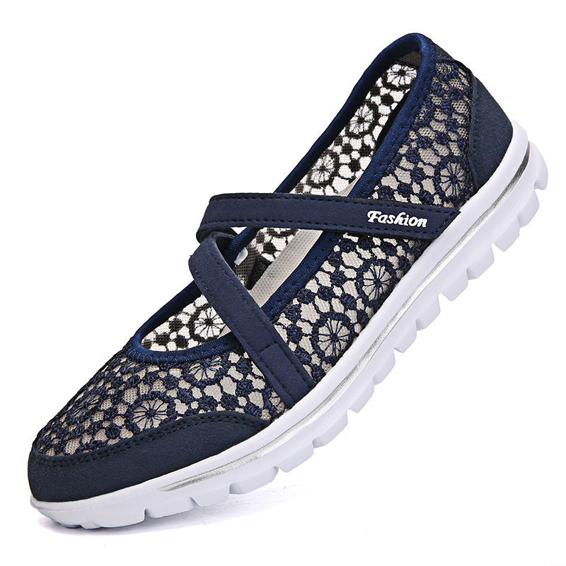 Damen Elegante Spitzen Slip-On Sneakers mit unterstützendem Riemen Fudus
