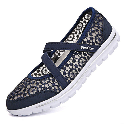 Damen Elegante Spitzen Slip-On Sneakers mit unterstützendem Riemen Fudus