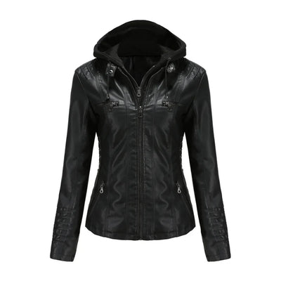 Bikerjacke Damen Mit Kapuze | Langarm und Reißverschluss