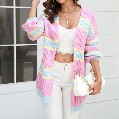 Strickcardigan mit Streifen | Lockerer Schnitt | Verspielter Look