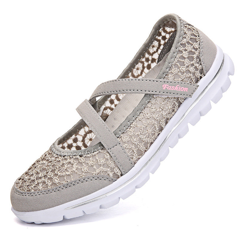 Damen Elegante Spitzen Slip-On Sneakers mit unterstützendem Riemen Fudus