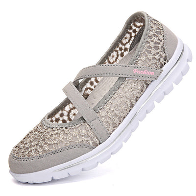 Damen Elegante Spitzen Slip-On Sneakers mit unterstützendem Riemen Fudus