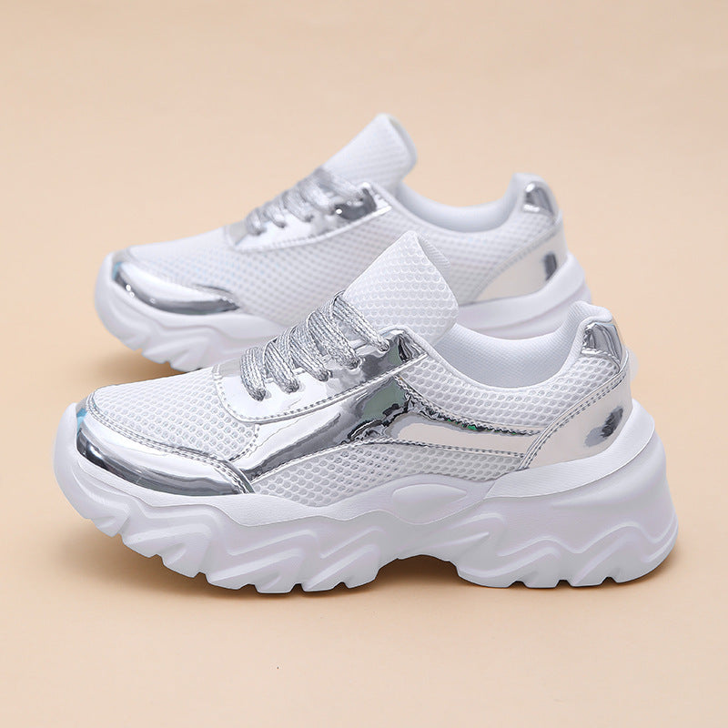Damen Trendige Metallische Mode Sneakers Fudus