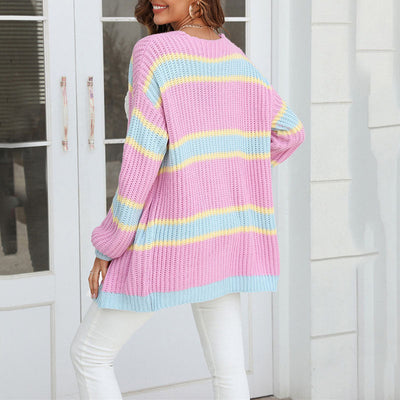 Strickcardigan mit Streifen | Lockerer Schnitt | Verspielter Look