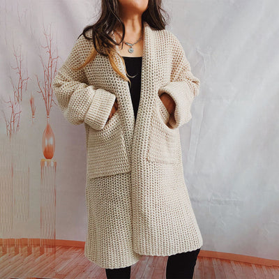 Strickcardigan mit Taschen | Grobstrick | Langer Schnitt