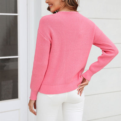 Strickpullover mit V-Ausschnitt | Strukturstrick | Schlicht & Elegant