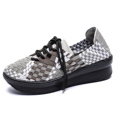 Damen Woven Casual Sneakers mit erhöhter Sohle und atmungsaktivem Design Fudus