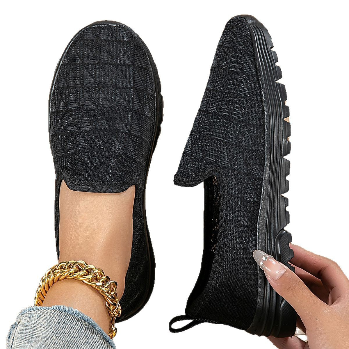 Damen Slip-On Sportschuhe mit atmungsaktivem Textil-Obermaterial Fudus