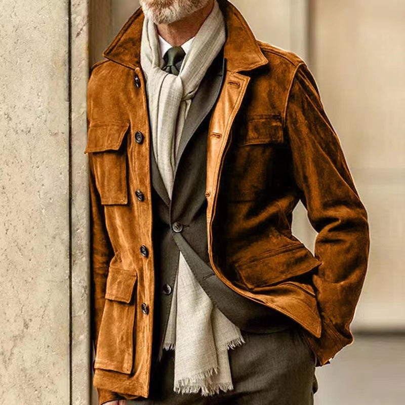 Herrenjacke Classic aus Wildleder mit Knopfleiste