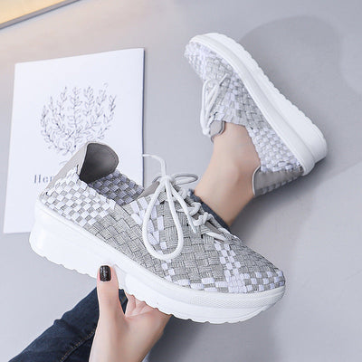 Damen Woven Casual Sneakers mit erhöhter Sohle und atmungsaktivem Design Fudus