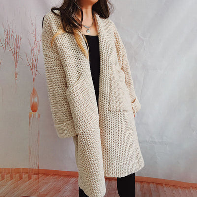 Strickcardigan mit Taschen | Grobstrick | Langer Schnitt