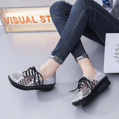 Damen Woven Casual Sneakers mit erhöhter Sohle und atmungsaktivem Design Fudus