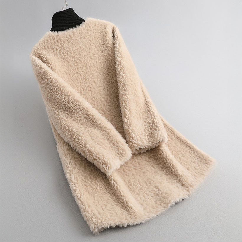 Teddy-Mantel mit Rundhals | Kuscheliges Design | Lässige Länge