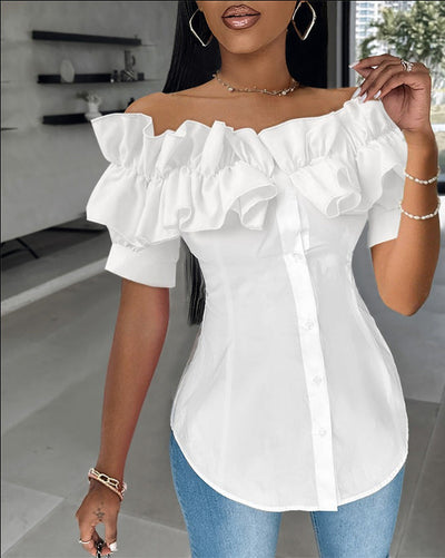 Carmen-Bluse mit Rüschen | Taillierte Passform | Eleganter Stil