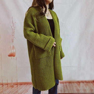 Strickcardigan mit Taschen | Grobstrick | Langer Schnitt