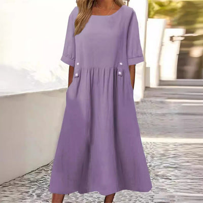 Yunchel - Sommerkleid Baumwolle Leinen Leicht