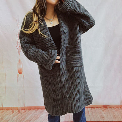 Strickcardigan mit Taschen | Grobstrick | Langer Schnitt