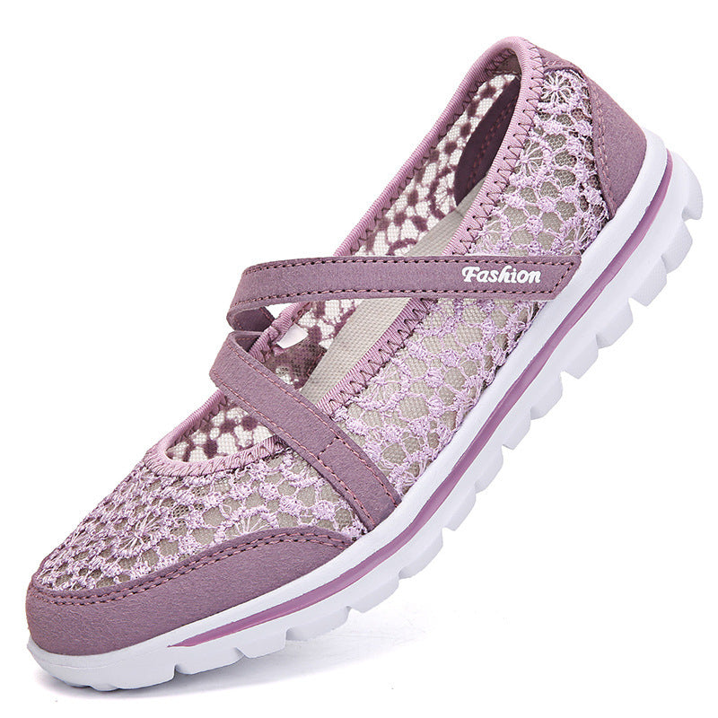 Damen Elegante Spitzen Slip-On Sneakers mit unterstützendem Riemen Fudus