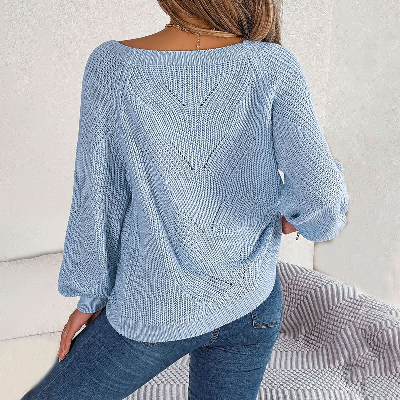 Strickpullover mit Knopfdetails | Karree-Ausschnitt | Femininer Feinstrick