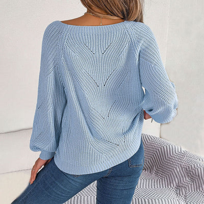 Strickpullover mit Knopfdetails | Karree-Ausschnitt | Femininer Feinstrick