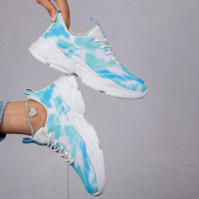 Damen Leichte Atmungsaktive Lauf Sneakers mit Einzigartigem Farbverlauf Design Fudus