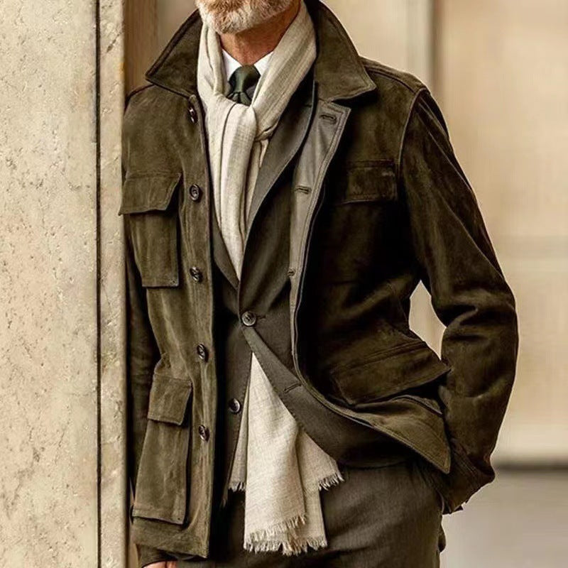 Herrenjacke Classic aus Wildleder mit Knopfleiste