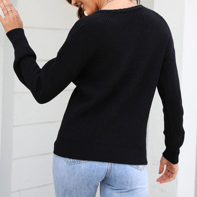 Strickpullover mit V-Ausschnitt | Strukturstrick | Schlicht & Elegant
