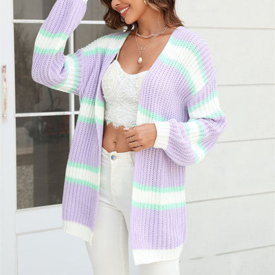 Strickcardigan mit Streifen | Lockerer Schnitt | Verspielter Look