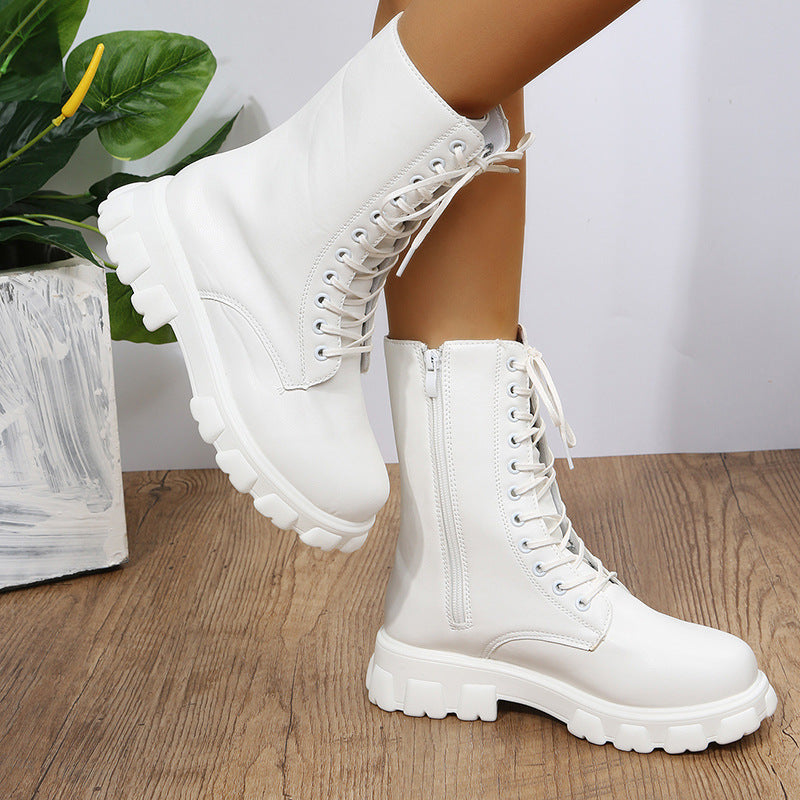 Damen Dirndl Schuhe | Hohe Schnürung Mit Breiter Sohle