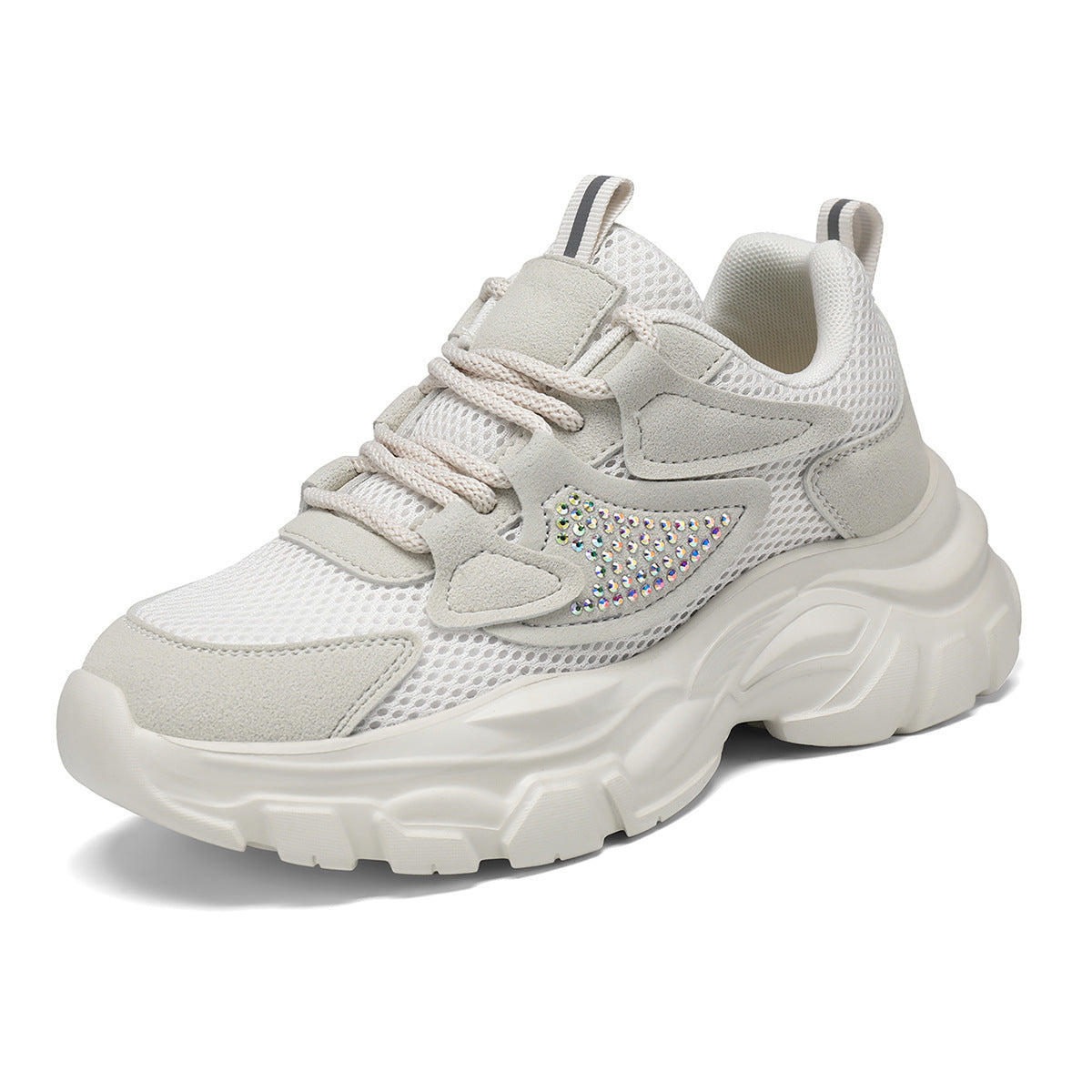 Damen Trendy Chunky Sneakers mit glitzernden Akzenten Fudus