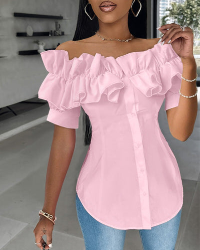 Carmen-Bluse mit Rüschen | Taillierte Passform | Eleganter Stil
