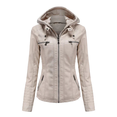 Bikerjacke Damen Mit Kapuze | Langarm und Reißverschluss