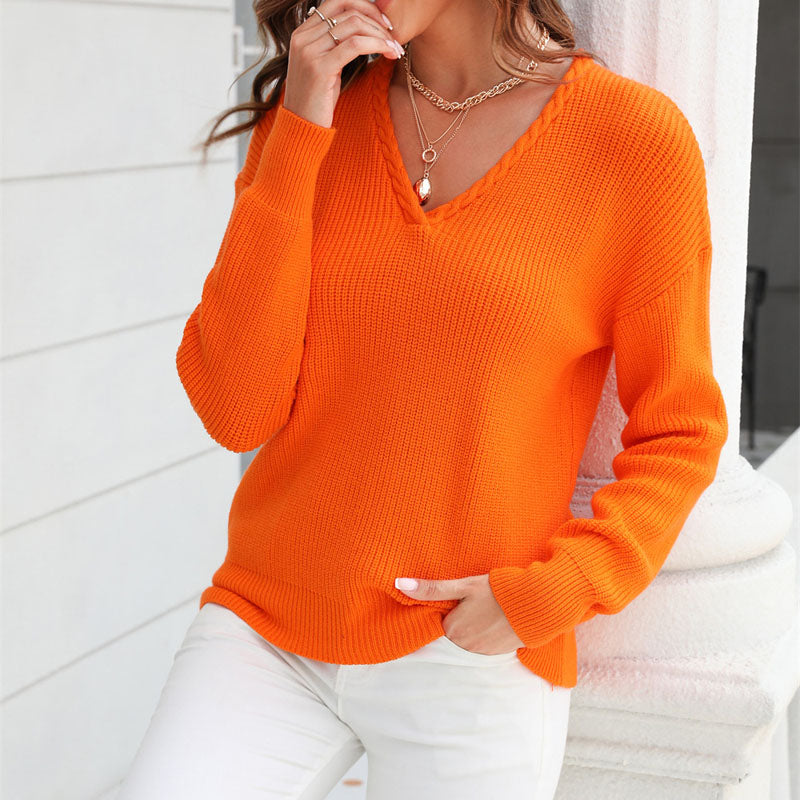 Strickpullover mit V-Ausschnitt | Strukturstrick | Schlicht & Elegant