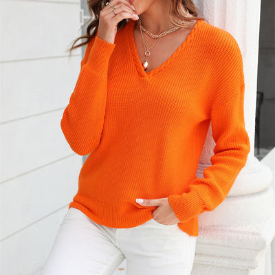 Strickpullover mit V-Ausschnitt | Strukturstrick | Schlicht & Elegant