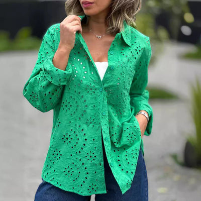 Bestickte Bluse | Langarm | Femininer Stil