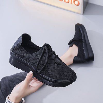Damen Woven Casual Sneakers mit erhöhter Sohle und atmungsaktivem Design Fudus