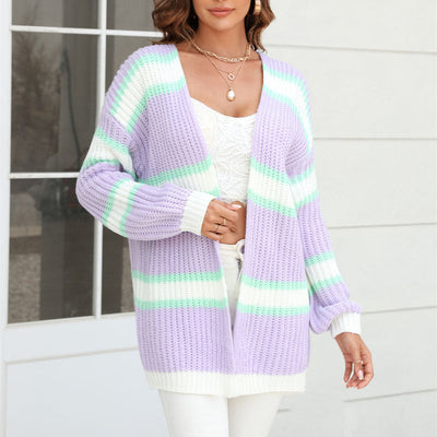 Strickcardigan mit Streifen | Lockerer Schnitt | Verspielter Look